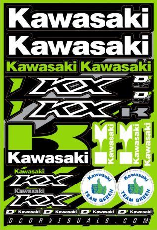 D-cor Kawasaki Decal Sheet 12"x18"  Alpine White