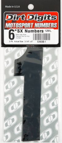 Dirt Digits #1 6" Black Super X Digits 3/pk 6 in. Black