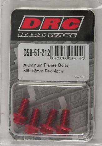 Drc Aluminum Flange Bolts Red M6x12mm 4/pk  Red