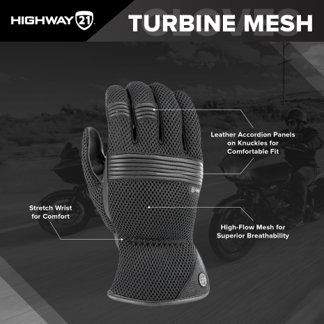 Turbine Mesh Gloves  Black