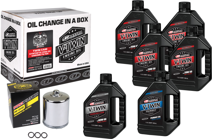 Maxima V-twin Oil Change Kit Syn Tc Chrome Filter  Acid Concrete