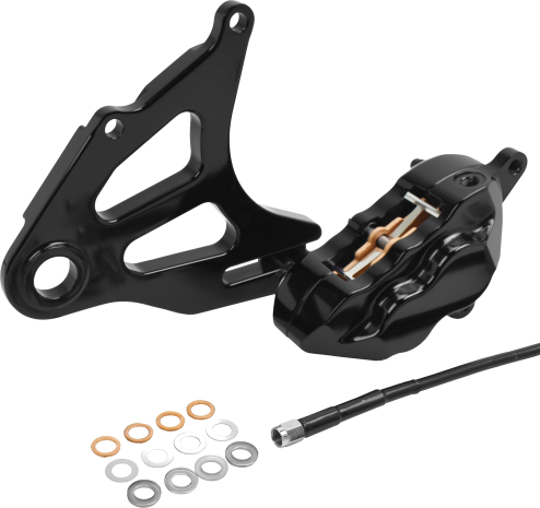 Hawg Halters Inc 4 Pist Rear Caliper Kit Black St 18-up  Black