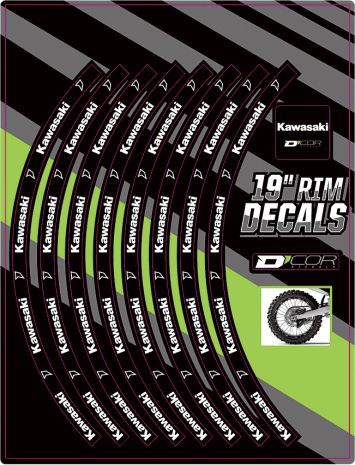 D-cor Rim Decals 19" Kawasaki Logo Rear  Acid Concrete