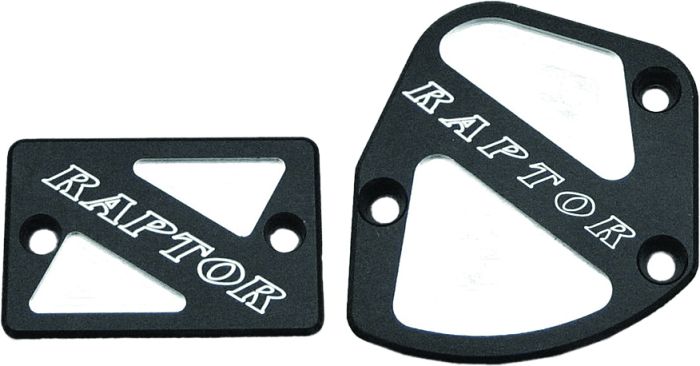 Modquad Throttle & Brake Cover Set Black Logo Raptor  Alpine White