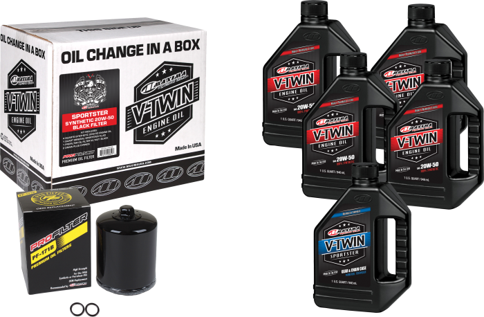 Maxima V-twin Oil Change Kit Syn Xl Black Filter  Acid Concrete