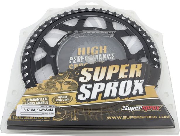 Supersprox Rear Sprocket Aluminum 51t-520 Blk Kawasaki  Black