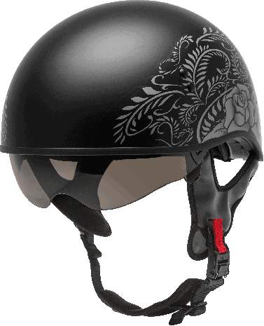 Gmax Hh-65 Naked Rose Helmet  Black/Silver