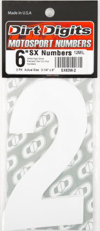 Dirt Digits #2 6" White Super X Digits 3/pk 6 in. White