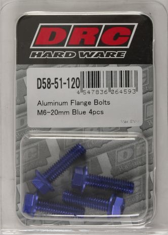 Drc Aluminum Flange Bolts Blue M6x20mm 4/pk  Blue