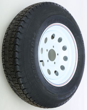 Trailer Tire & 8 Spoke Steel Wheel Assembly  White